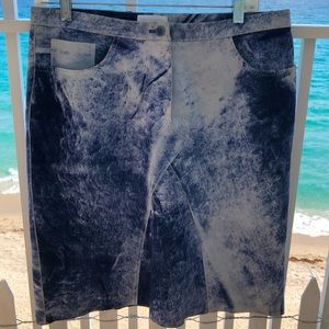 Vintage SANTACROCE TIED DYED BRUSHED LEATHER SKIRT denim looking